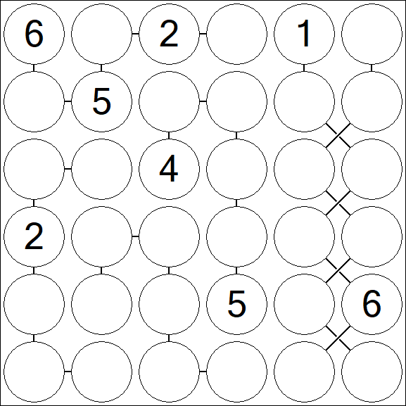Chain Sudoku 6x6 - Difficile