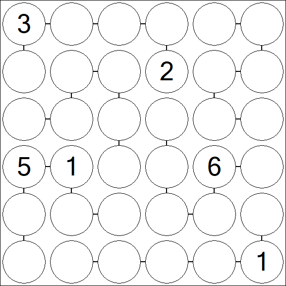 Chain Sudoku 6x6 - Hard