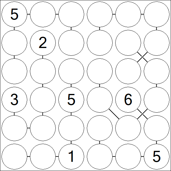Chain Sudoku 6x6 - Difícil