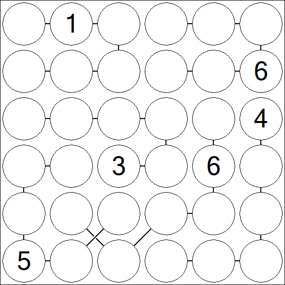 Chain Sudoku 6x6 - Hard