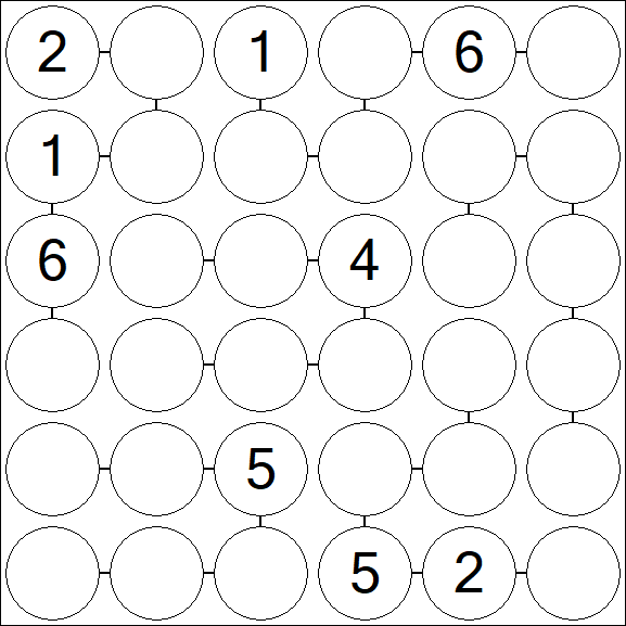 Chain Sudoku 6x6 - Difficile