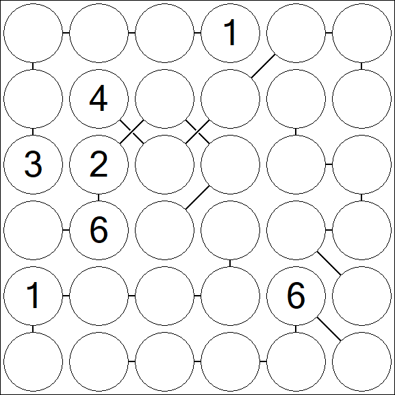 Chain Sudoku 6x6 - Difficile