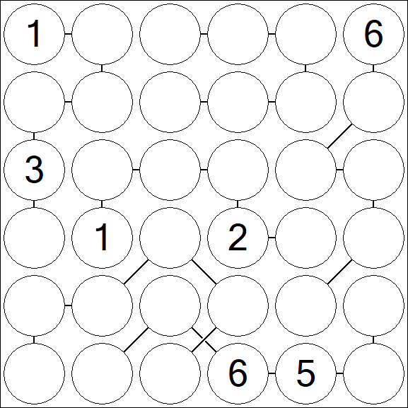 Chain Sudoku 6x6 - Difficile