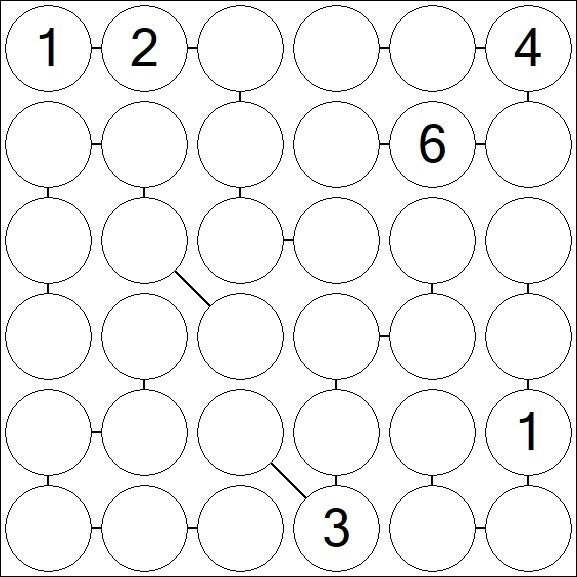 Chain Sudoku 6x6 - Difficile