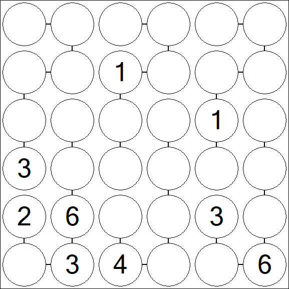 Chain Sudoku 6x6 - Difficile