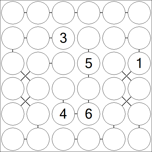 Chain Sudoku 6x6 - Difficile