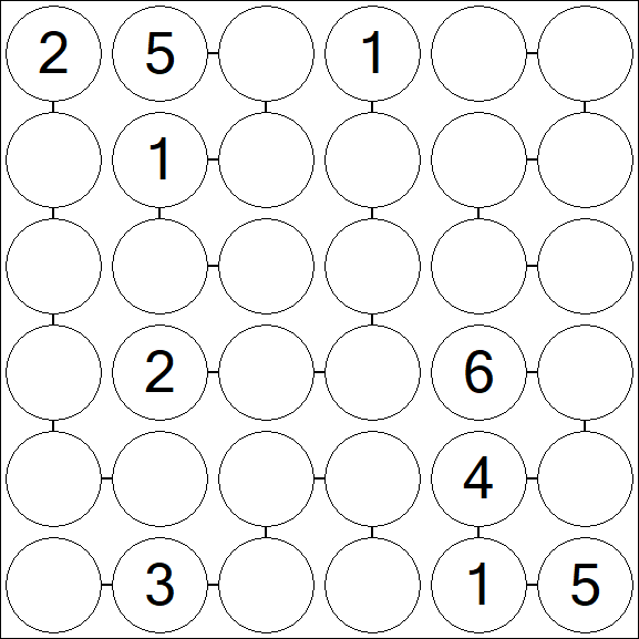 Chain Sudoku 6x6 - Difficile