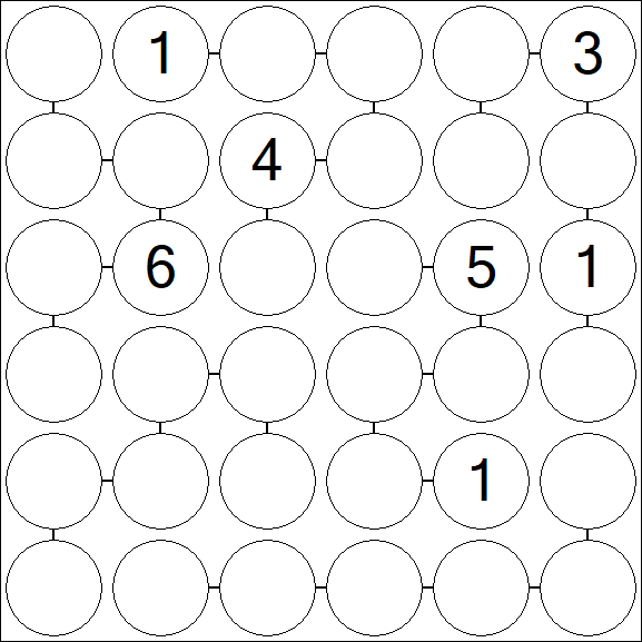 Chain Sudoku 6x6 - Difficile
