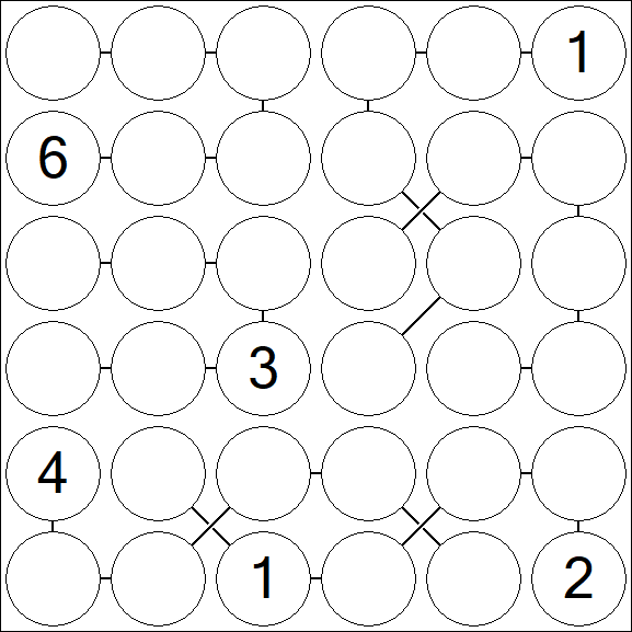 Chain Sudoku 6x6 - Difficile