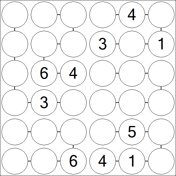 Chain Sudoku 6x6 - Difficile