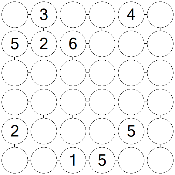 Chain Sudoku 6x6 - Difficile