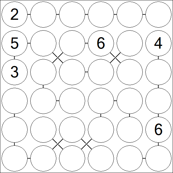Chain Sudoku 6x6 - Difficile