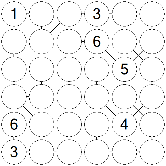 Chain Sudoku 6x6 - Difficile
