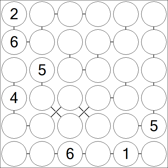 Chain Sudoku 6x6 - Difficile