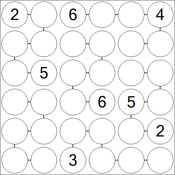 Chain Sudoku 6x6 - Difícil