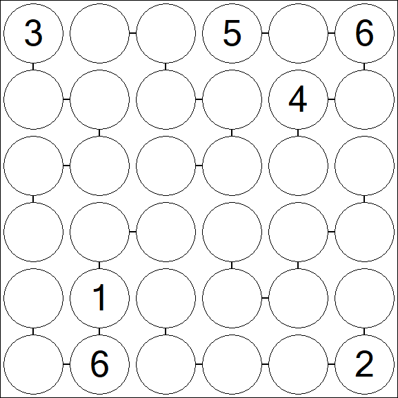 Chain Sudoku 6x6 - Difficile