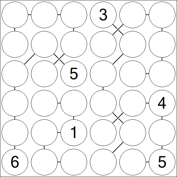 Chain Sudoku 6x6 - Hard