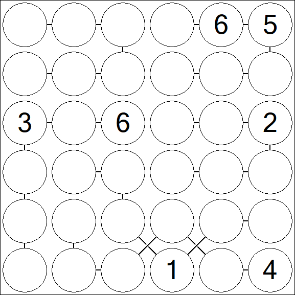 Chain Sudoku 6x6 - Difficile