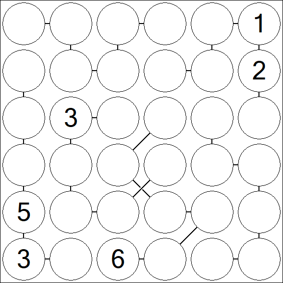 Chain Sudoku 6x6 - Difficile