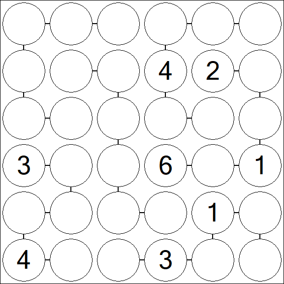Chain Sudoku 6x6 - Difficile