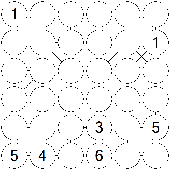 Chain Sudoku 6x6 - Difficile