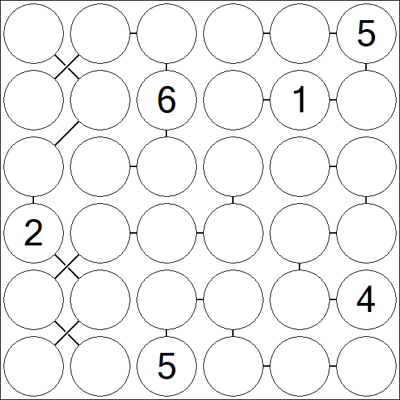 Chain Sudoku 6x6 - Difficile