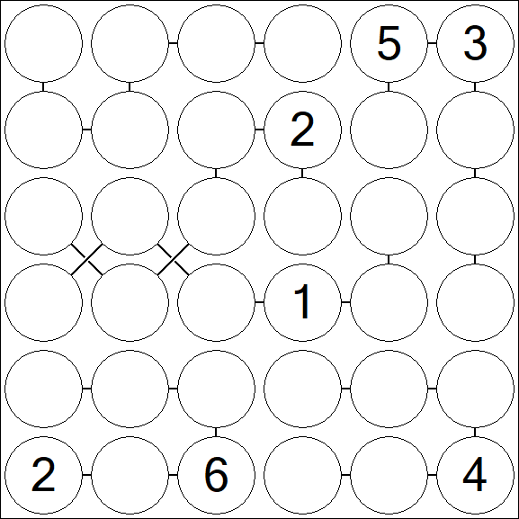 Chain Sudoku 6x6 - Difficile