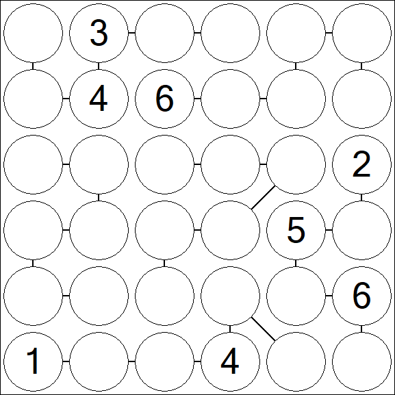 Chain Sudoku 6x6 - Difficile