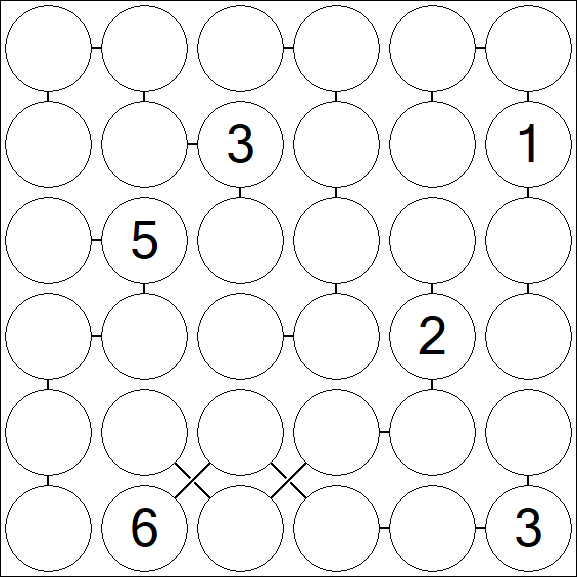 Chain Sudoku 6x6 - Difficile