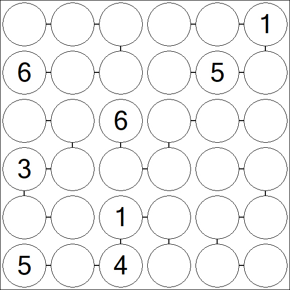 Chain Sudoku 6x6 - Difficile
