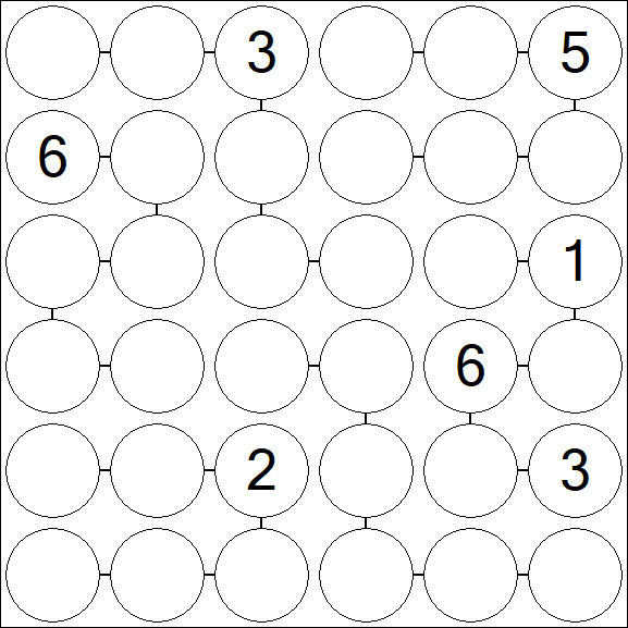 Chain Sudoku 6x6 - Difficile