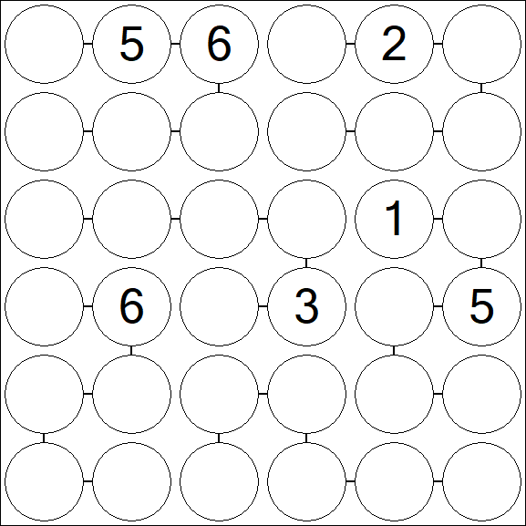 Chain Sudoku 6x6 - Difficile