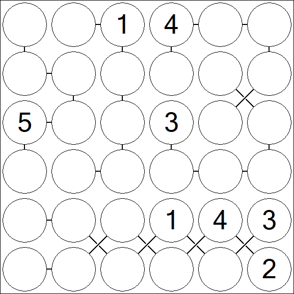 Chain Sudoku 6x6 - Difficile
