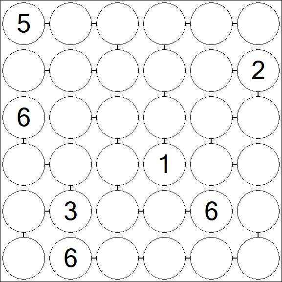 Chain Sudoku 6x6 - Difficile