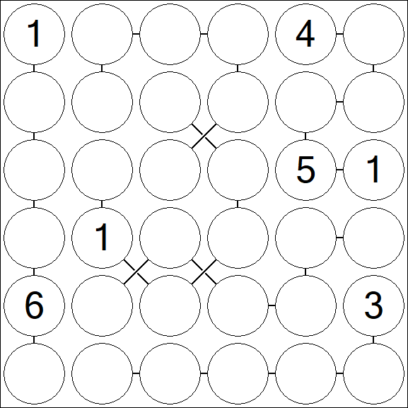 Chain Sudoku 6x6 - Difficile