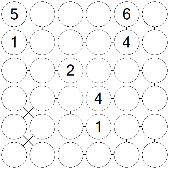 Chain Sudoku 6x6 - Difficile