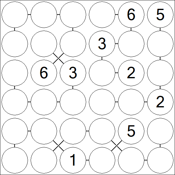 Chain Sudoku 6x6 - Difficile