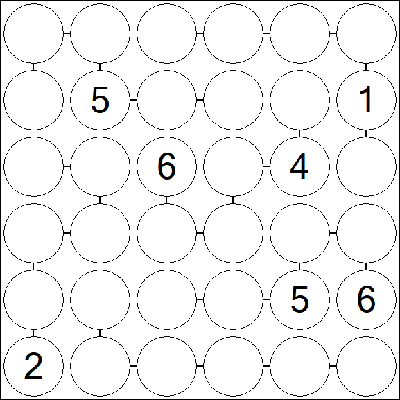 Chain Sudoku 6x6 - Schwierig