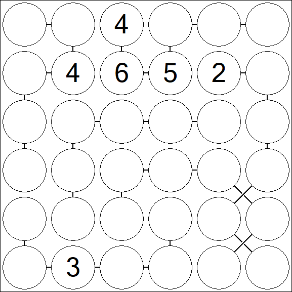 Chain Sudoku 6x6 - Schwierig