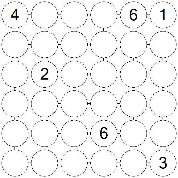 Chain Sudoku 6x6 - Difficile