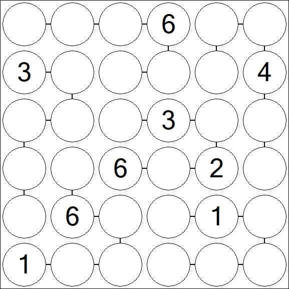Chain Sudoku 6x6 - Difficile