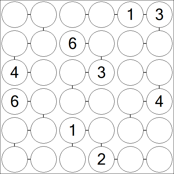 Chain Sudoku 6x6 - Difficile