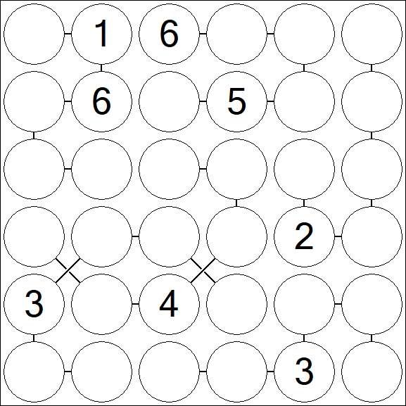 Chain Sudoku 6x6 - Difficile
