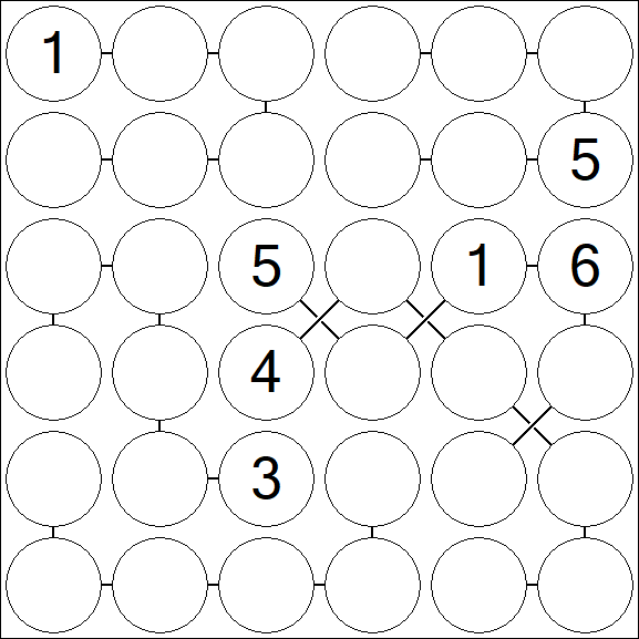 Chain Sudoku 6x6 - Difficile