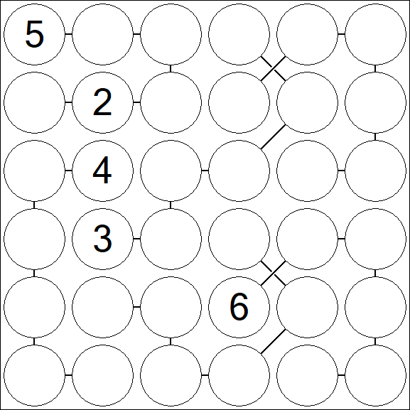 Chain Sudoku 6x6 - Difficile