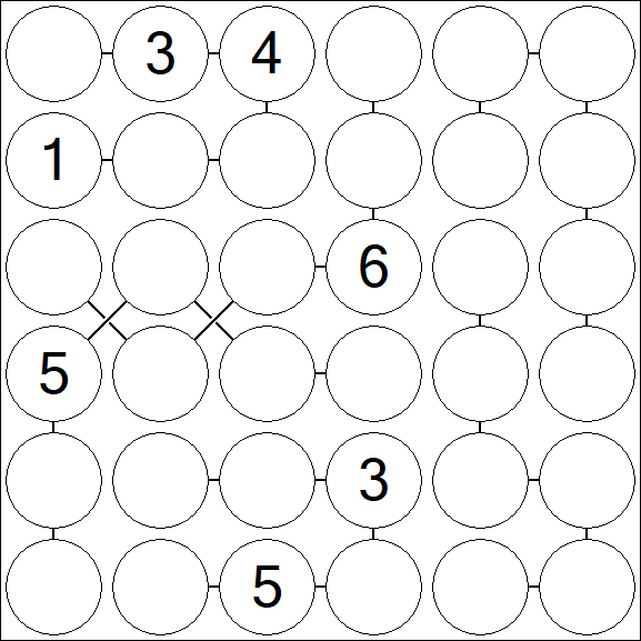 Chain Sudoku 6x6 - Hard