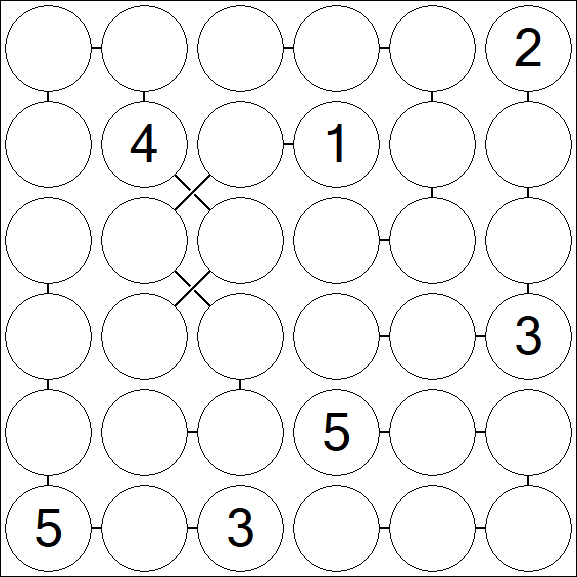 Chain Sudoku 6x6 - Hard