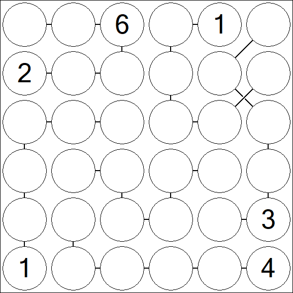 Chain Sudoku 6x6 - Difícil