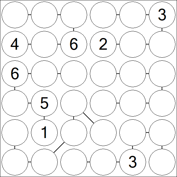 Chain Sudoku 6x6 - Hard