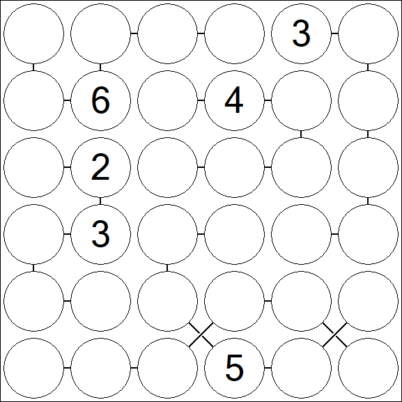 Chain Sudoku 6x6 - Difficile